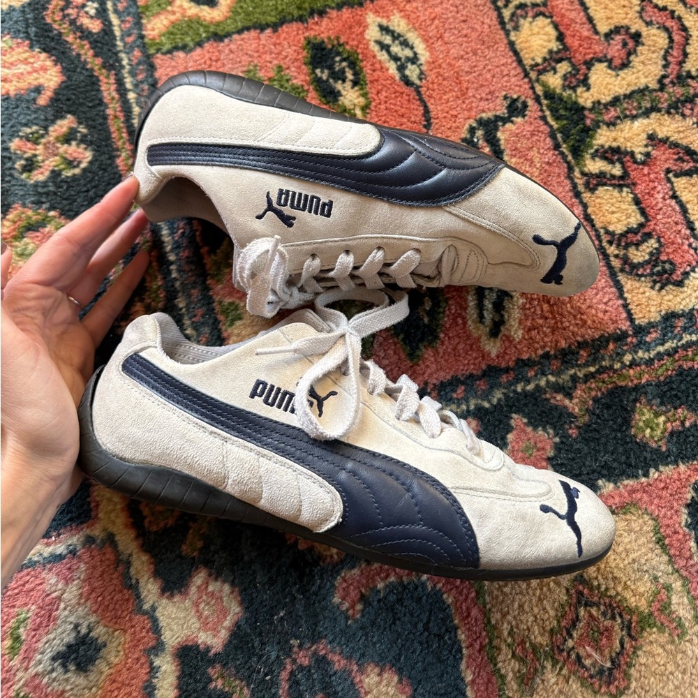 Vintage RARE Puma Speedcat suede Sneakers gray / navy blue sz 8.5 / 39 - Picture 15 of 16